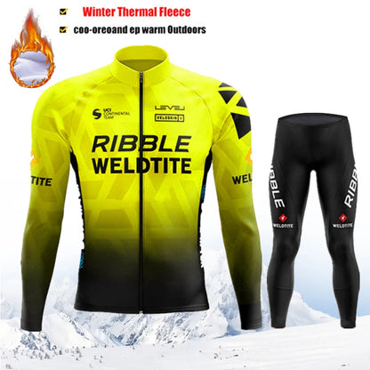 2025 Pro Warm Winter Thermal Fleece Cycling Jersey Sets Men Outdoor Riding MTB Ropa Ciclismo Bib Pants Set Team Cycling Clothing