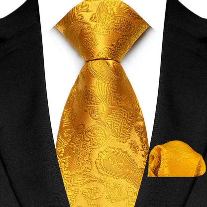 Mens 8cm Tie Set Orange Brown Floral Stripes Wedding Tie Hadkerchief Set For Men Fashion Design Quality Hanky Necktie Set