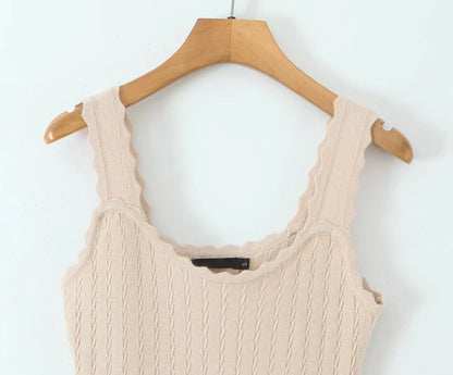 YENKYE 2025 Women O Neck Sleeveless A-line Slim Knit Dresses Casual Autumn Tank Mini Dress