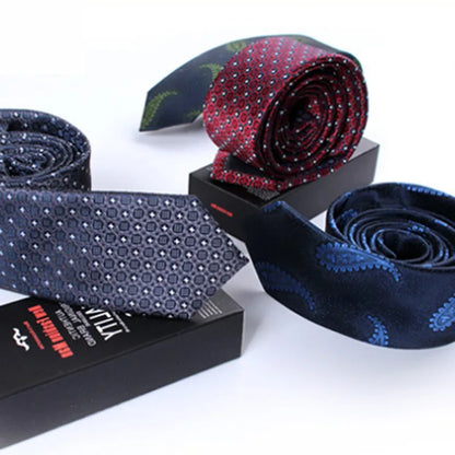 Fashion Ties for Men Accessories 6cm Fashion Business Wedding Classic Silk Tie Blue Black Red Men&