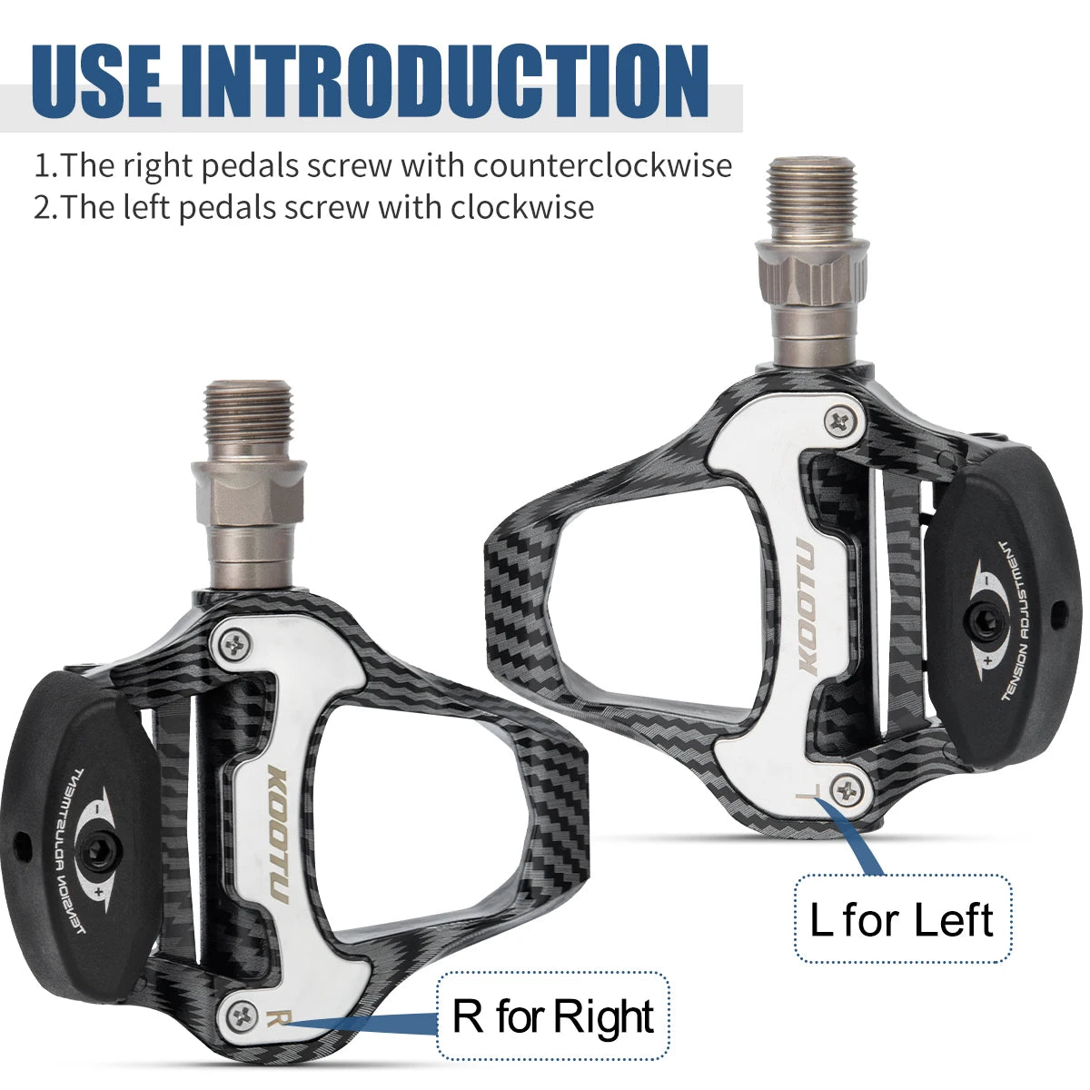 Carbon Pattern Road Bike Pedals Clipless Pedals Bicycle Racing Shoe Pedals For Shimano/KEO System System Clip-On Pedals