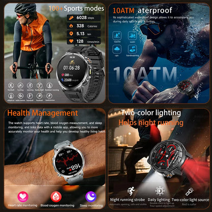 2026 New Military Outdoor Smart Watches 1.85 inch AMOLED 1000mAh Large Battery 10ATM Waterproof Call Sports Men Fitness Bracelet