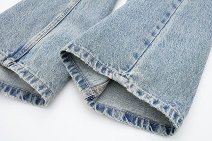 Jeans For Women 2024 Denim Solid Loose Zipper Fly Female Hole Trouser Pockets Wild Basic Commute Woman Wide Leg Long Pant