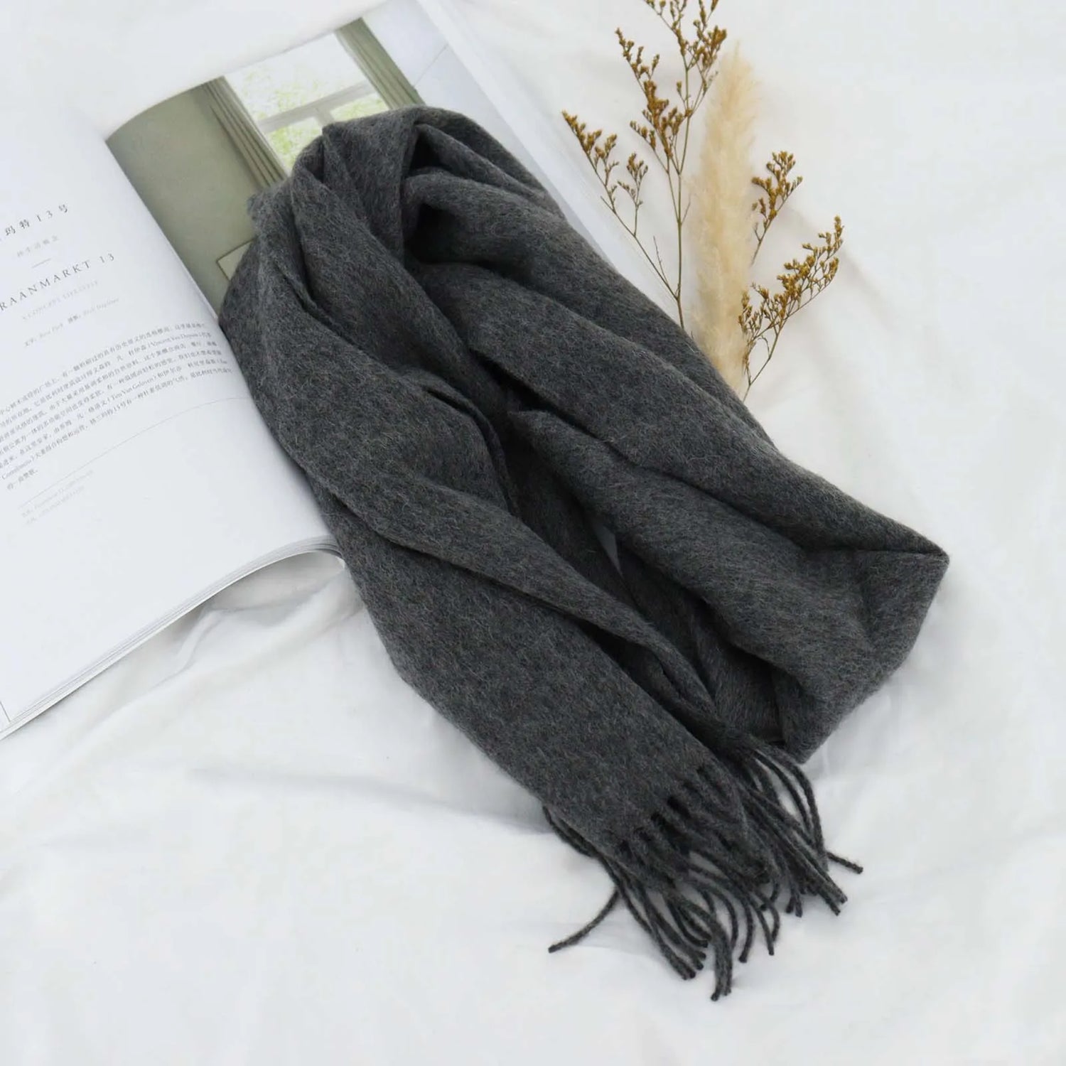 High Quality Solid Color 100% Wool Scarf Men&