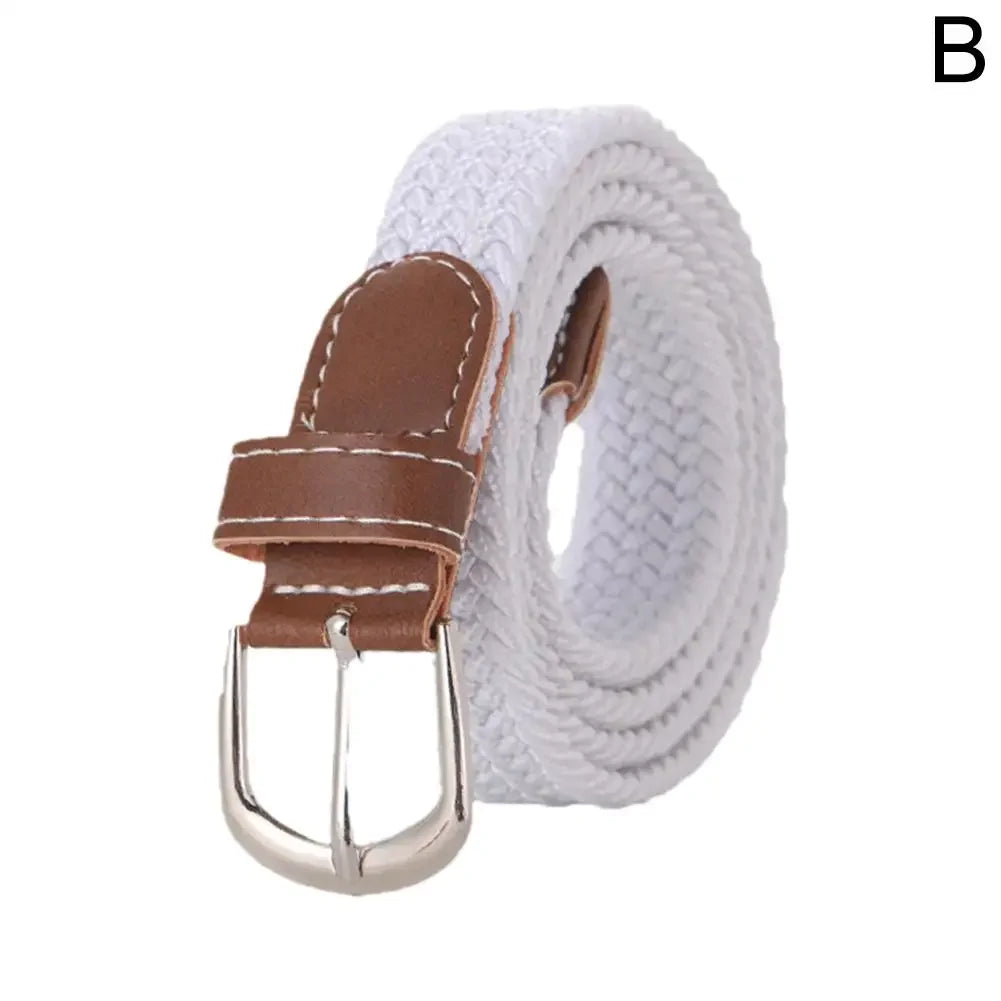 100cm Casual Knitted Pin Buckle Men Belt Woven Canvas Elastic Expandable Braided Stretch Belts For Women Jeans Female Belt