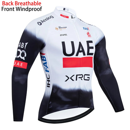 High Quality Cycling Clothing UAE Cycling Jersey Long Sleeve Windbreaker Bike Maillot Ropa Ciclismo Bicycl Jersey Tops 3 Pockets