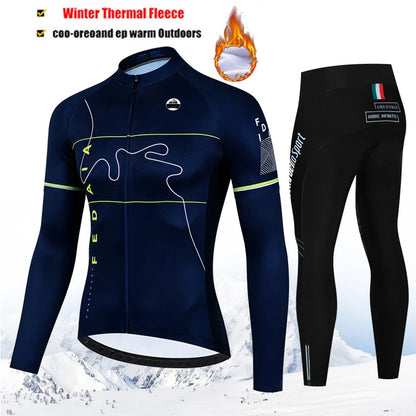 Winter Thermal Fleece Cycling Jersey Set Tour De Italy D&