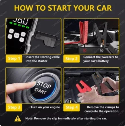 Car Jump Starter With Air Compressor LCD Screen 21800mAh Por