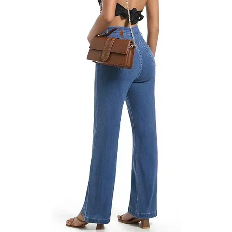 2025 Ins Fashion Jeans Women Comfortable High Waisted White Jeans Girls Thin Stretch Denim Pants Female Straight Leg Trousers