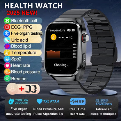 2025 New Smart Watch 2.04-inch AMOLED Screen Bluetooth Call IP68 Waterproof 650mA Sports Smartwatches Men Android Military-Grade