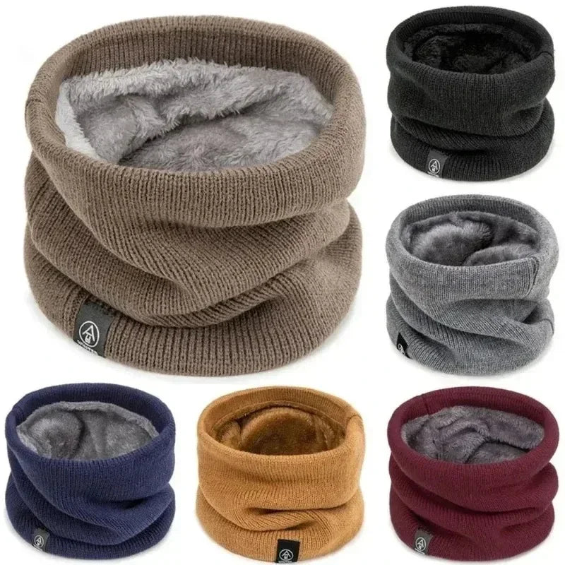 Warm Knitted Scarf Thickened Plush Windproof Winter Neck Gaiter Cold-proof Outdoor Sport Skiing Running Men Women Tube Scarf
