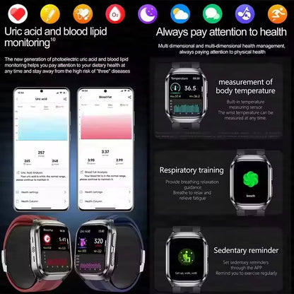 2026 New Upgrade AI Diagnostic  Airbag  Precise Blood Pressure Health SmartWatch Uric Acid ECG Blood lipids Smartwatch Men Women
