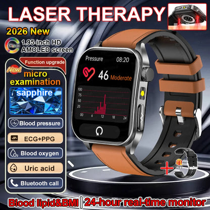 2026 New Smart Watch laser therapy health conditioning Blood oxygen Pressure Uric Acid Blood lipid ECG Smartwatch for Man Women