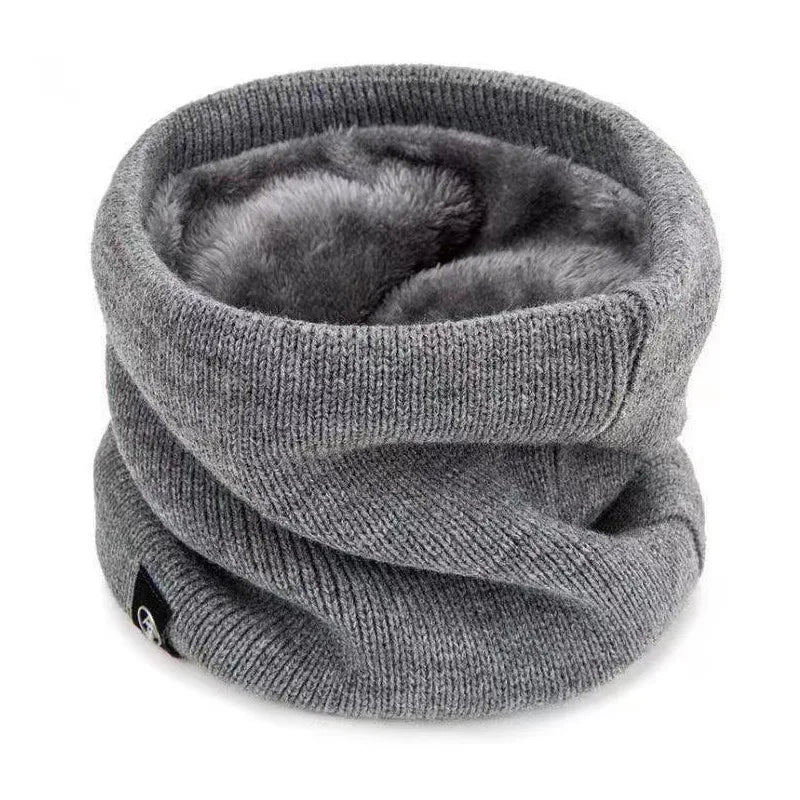 Warm Knitted Scarf Thickened Plush Windproof Winter Neck Gaiter Cold-proof Outdoor Sport Skiing Running Men Women Tube Scarf