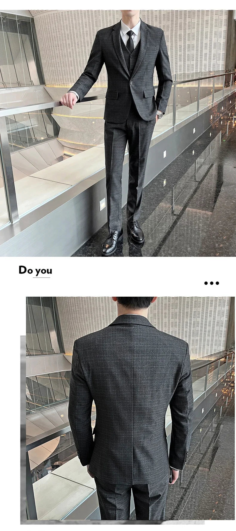 Suits  (blazer+ Vest + Pants) Men Fashion Business Casual Hosts Slim-fit Gentleman Wedding Work  Mens Suits 3 Piece M-5XL