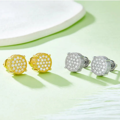 M-JAJA Full Moissanite Stud Earrings for Women/Men Gold Plated S925 Silver Diamond Earrings Fine Jewelry Hip-hop Fine Jewelry
