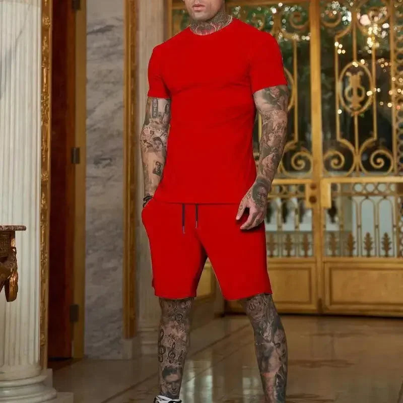 Casual summer outdoor sportswear set for men breathable T-shirt and shorts casual and fashionable two-piece sportswear