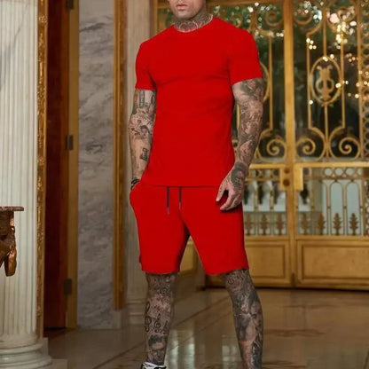 Casual summer outdoor sportswear set for men breathable T-shirt and shorts casual and fashionable two-piece sportswear