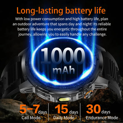 2026 New  Outdoor Smart Watch 1.85inch AMOLED 1000mAh Large Battery 5ATM Waterproof Voice Call Sports Men Fitness Bracelet