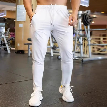 Autumn Pants Men Breathable spandex Running Sport Training Gym Sportswear Elastic Quick dry outdoor Zip pocket sweatpants