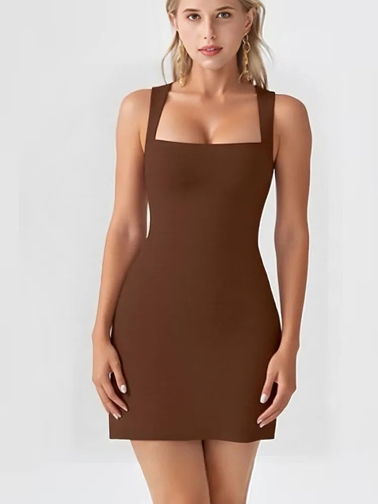 2025 New Fashion Sexy Slim Fit Party Strap Dress Summer Y2k Solid Color Mini Slip Dress Elegant Sleeveless Evening Dresses