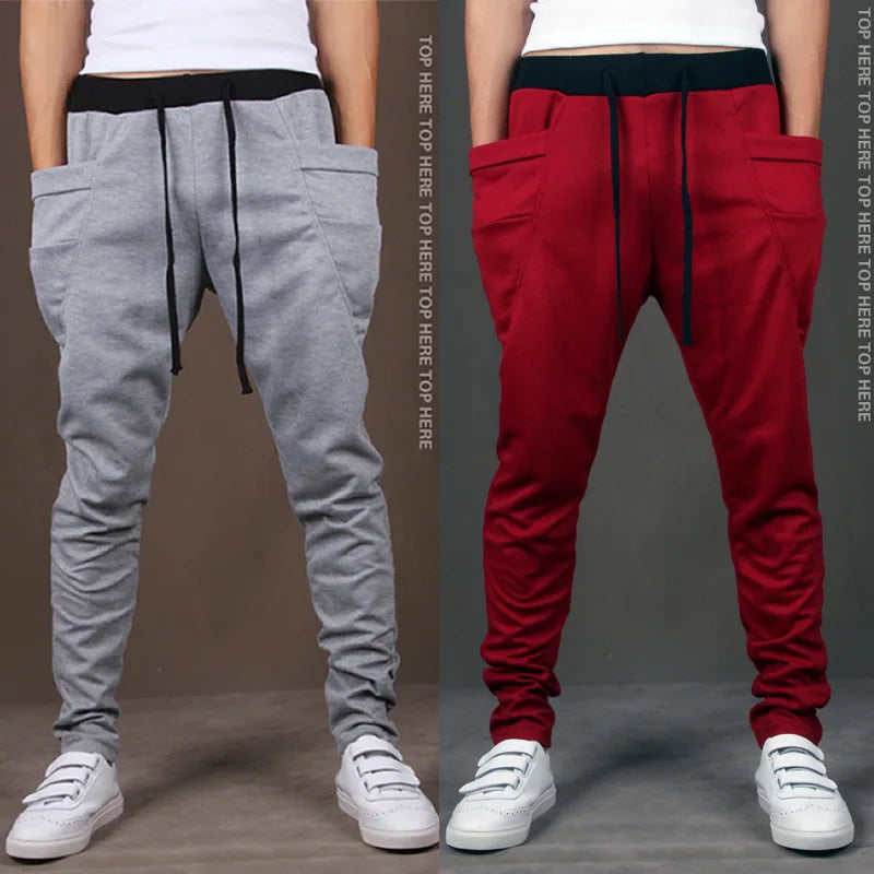 Men Joggers  2024 Big Pocket Hip Hop Trousers Men&