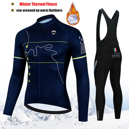 Winter Thermal Fleece Cycling Jersey Set Tour De Italy D&
