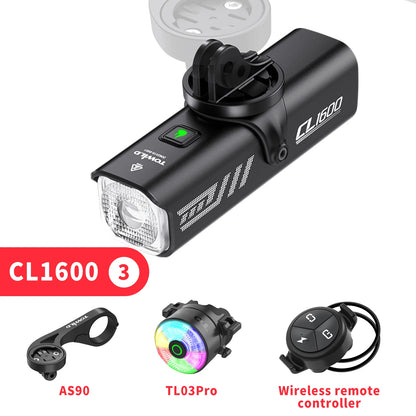 TOWILD CL1600LM Bicycle Light 5000mAh Bike Light IPX6 Flashlight Aluminum Front Lamp Type-C Charging MTB Road Cycling Headlights