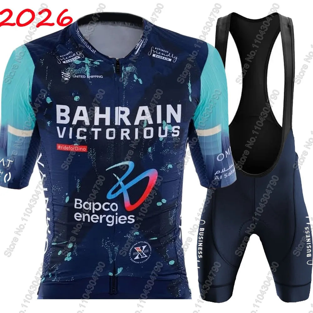 2026 Bahrain Victorious Team Cycling Jersey Set Summer Men Clothing Road Bike Shirts Suit Bicycle Bib Shorts MTB Ropa Maillot