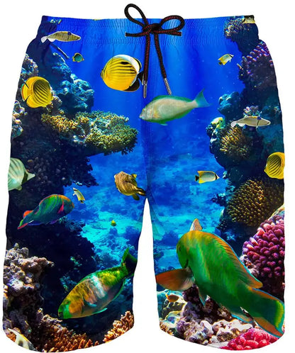 Summer Painting Art 3D Printing Mens Swimwear Swim Shorts Trunks Beach Board Shorts Swimming Pants Swimsuits Running Sports Mens