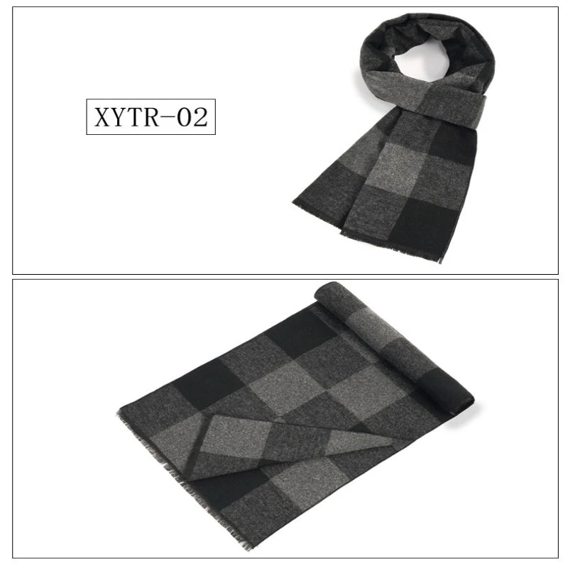 Classic Brand Scarfs for Men Thick Imitation Cashmere Shawl Scarves Winter Warm Business Muffler Scarves Long Wrap