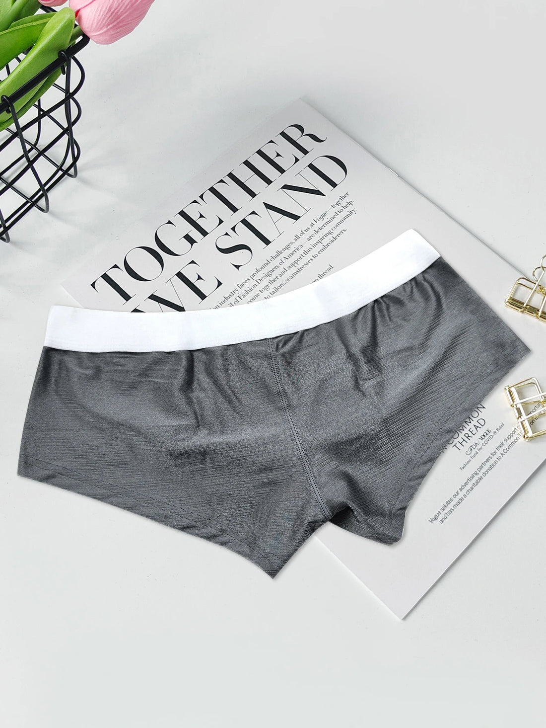 Comfortable Boxer Briefs for Men Youth Pure Color Simple Style Personalized Square Shorts 1pc Flat Angle Underwear for Men