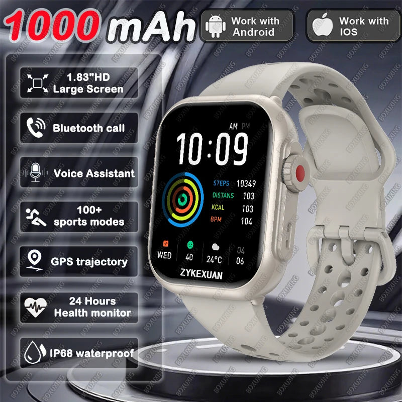2025 New For Xiaomi Smart Watch Men Women 1.85-Inch HD AMOLED Full Touch Screen IP68 Waterproof Bluetooth Call SmartWatch Man
