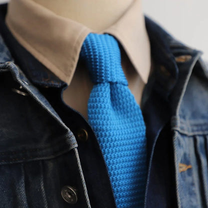 6CM Knit Tie Slim Fashion Knitted Ties For Men Solid Black White Blue Burgundy Knitted Skinny Men Necktie
