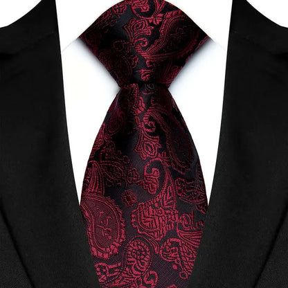 Luxury 8CM Mens Ties Solid Paisley Classic Business Necktie Jacquard Woven Neck ties For Men Groom Wedding Business Party