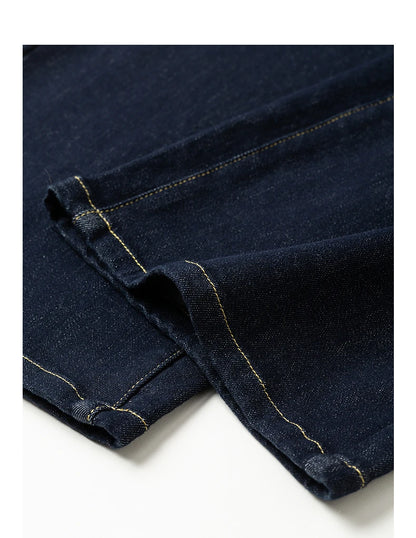 TOYOUTH Women Jeans 2025 Winter New Wool-Blend Elastic Retro Original Color Mid-Low Waist Wide-Leg Trousers