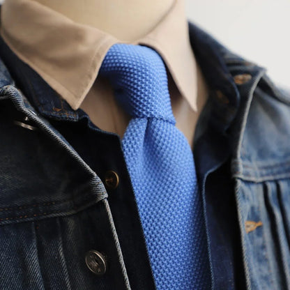 6CM Knit Tie Slim Fashion Knitted Ties For Men Solid Black White Blue Burgundy Knitted Skinny Men Necktie