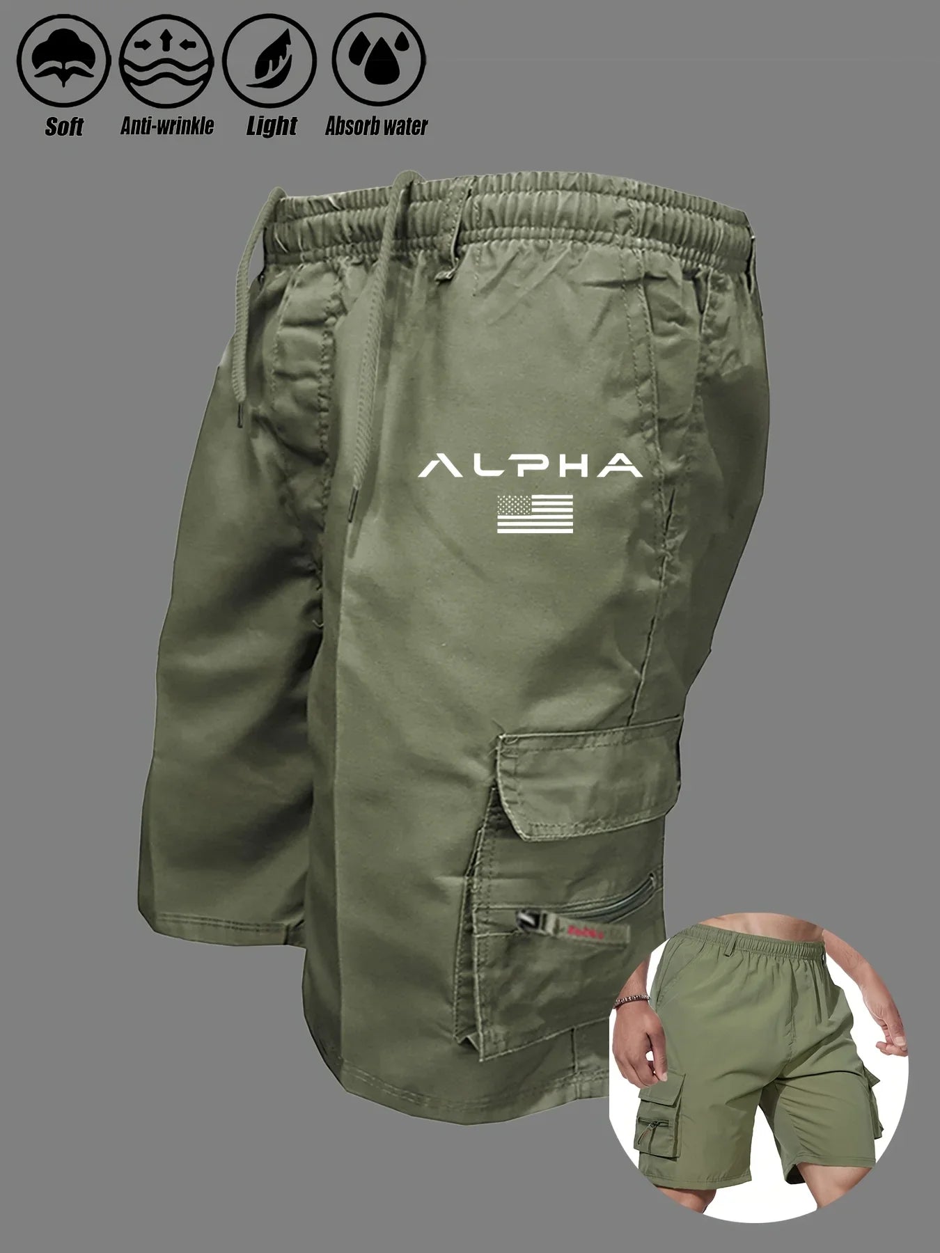 American Flag Printed Cargo Shorts Independence Day Eagle Shorts Summer Cargo Work Camping Multi-pocket Short Pants Streetwear