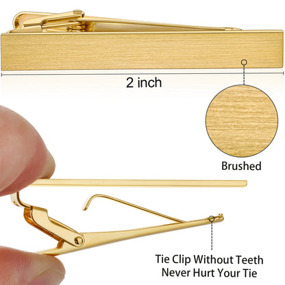 HAWSON Goldren Tie Clip For Men 2/2.2/2.5 inch Classic Copper Tie Bar Business Collar Pin Skiny Necktie Tie Pin Clip for Working