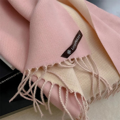 Winter Solid Color Cashmere Like Blanket Women Scarf Designer Thick Warm Pashmina Shawl Wraps With Tassel Poncho Stoles Echarpe
