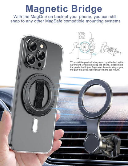 EWA MagOne 3rd Gen Compatible with MagSafe Phone Holder, Removable Magnetic Ring Holder Kickstand Ring for iPhone 16,15,14,13,