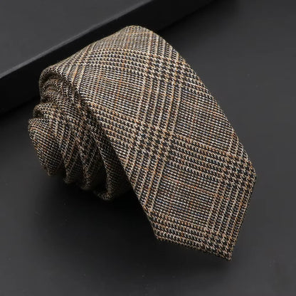 Classic Mens Solid Cotton Handmade 6cm Ties Striped Narrow Collar Slim Necktie Black Red Blue Formal Business Wedding Tie Gift