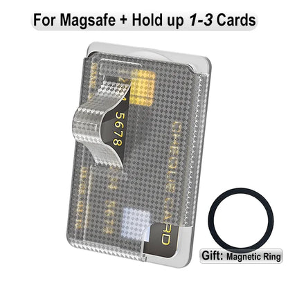 Grippopso Universal Magnetic Wallet Case Men Women Phone Card Holder Wallet With Finger Ring Holder Anti-scratch Card Case