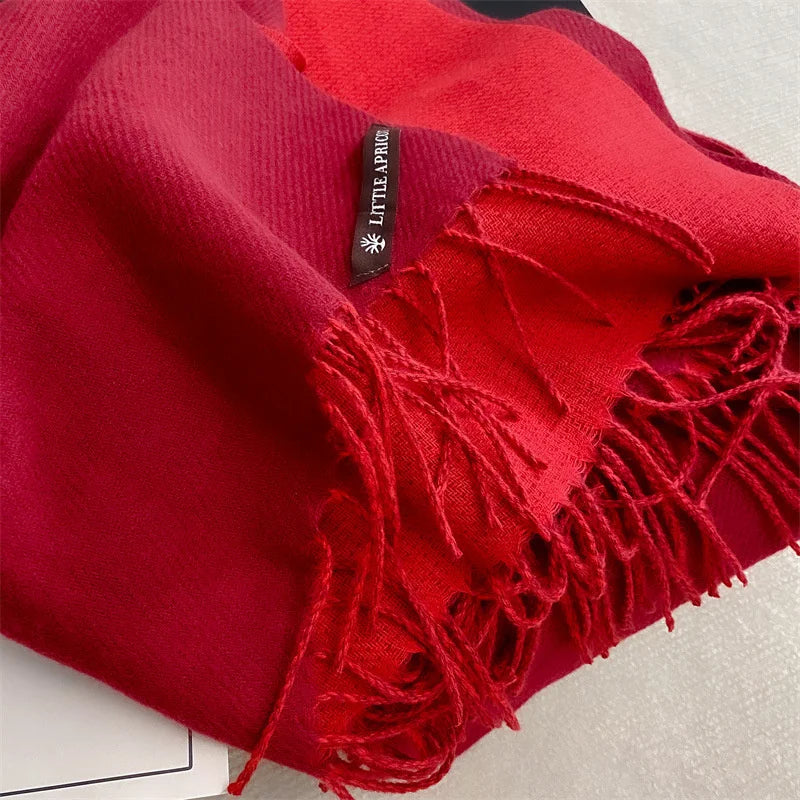 Winter Solid Color Cashmere Like Blanket Women Scarf Designer Thick Warm Pashmina Shawl Wraps With Tassel Poncho Stoles Echarpe