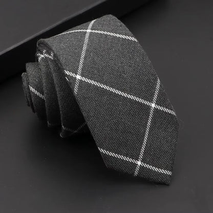 Classic Mens Solid Cotton Handmade 6cm Ties Striped Narrow Collar Slim Necktie Black Red Blue Formal Business Wedding Tie Gift