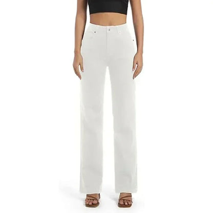 2025 Ins Fashion Jeans Women Comfortable High Waisted White Jeans Girls Thin Stretch Denim Pants Female Straight Leg Trousers