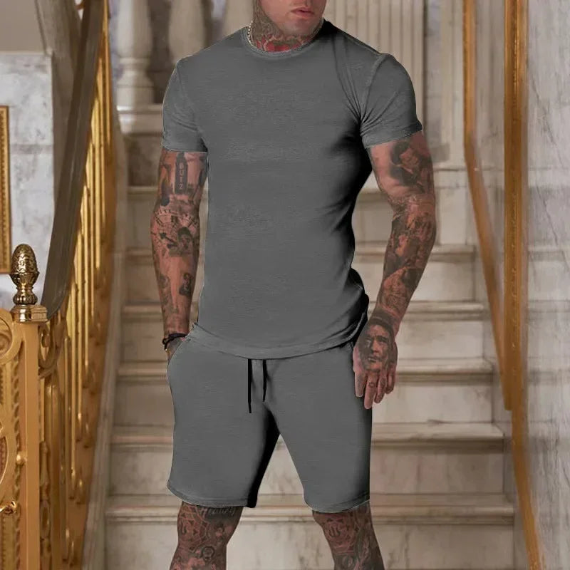 Casual summer outdoor sportswear set for men breathable T-shirt and shorts casual and fashionable two-piece sportswear