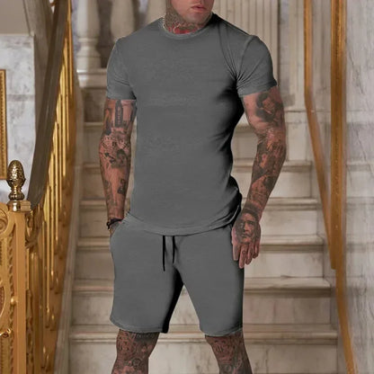 Casual summer outdoor sportswear set for men breathable T-shirt and shorts casual and fashionable two-piece sportswear