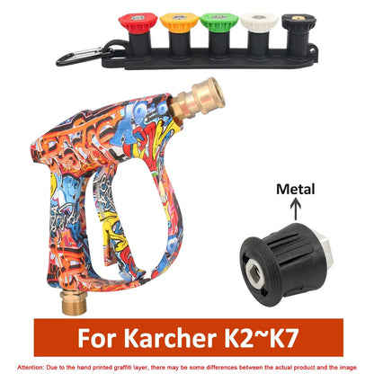 4350PSI High Pressure Water Gun with Graffiti Design, 1L Foam Cannon &amp; 1/4" Quick Connect, Battery-Free for Karcher K Series