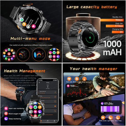 T-Rex 3 Military Grade 1000mAh Battery Smart Watch IP68 Waterproof GPS Bluetooth call AMOLED HD Men Sports 2026 New Smartwatch